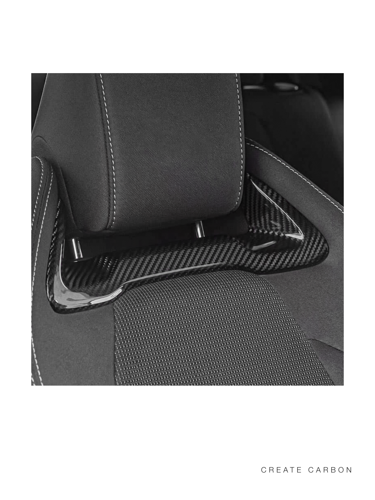 Toyota GR Corolla dry carbon headrest garnish installed fitment view