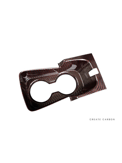 Dry carbon fiber front cup holder cover finish