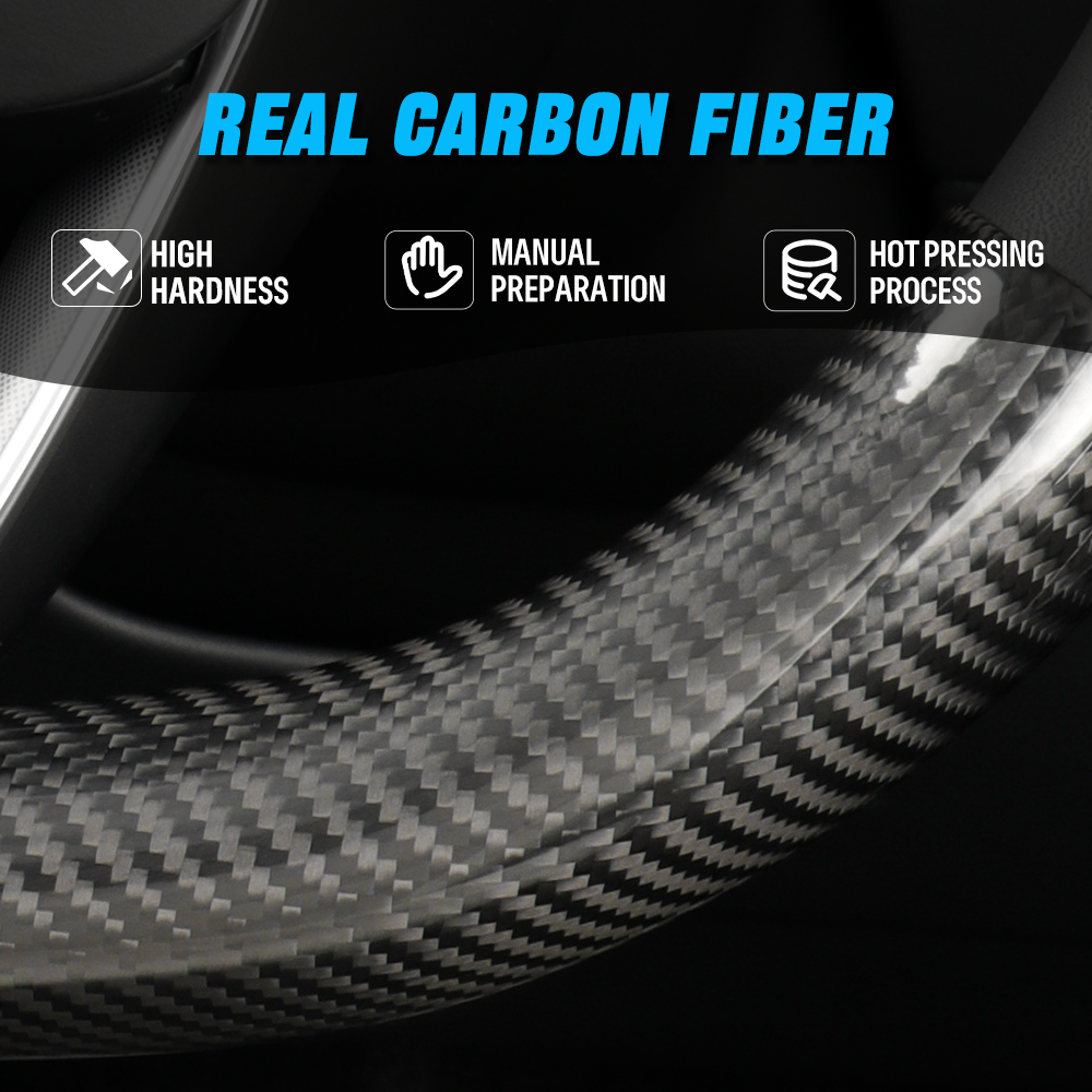 Create Carbon Dry Carbon Fiber Steering Wheel Cover Set (2PCS) for Tesla Model 3 Highland & Model Y Juniper