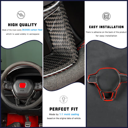Create Carbon Dry Carbon Fiber Steering Wheel Trim Cover for Honda Civic Type R FL5
