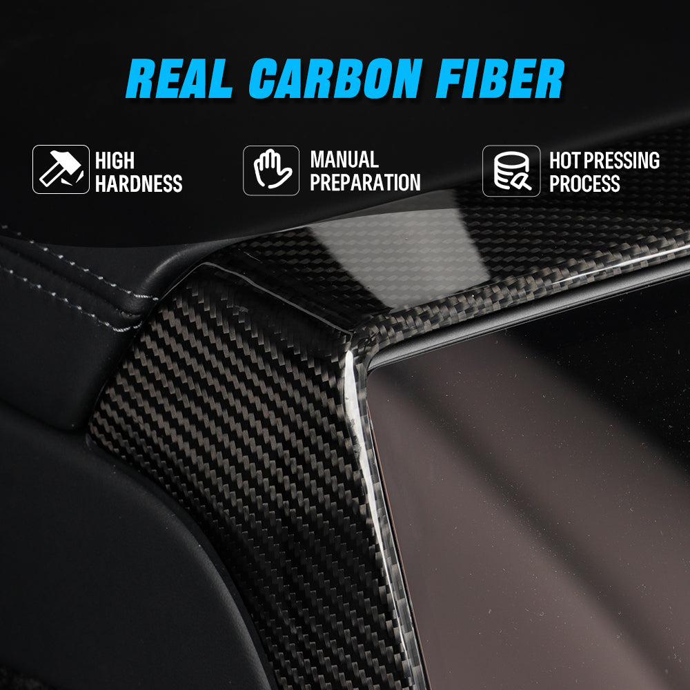 Create Carbon Carbon Fiber Rear Screen Frame Trim for Tesla Model 3 (2024+) & Model Y (2025+) | Highland & Juniper