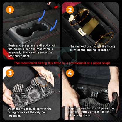 Create Carbon Dry Carbon Fiber Rear Cup Holder Replacement for HONDA CIVIC Type R FL5