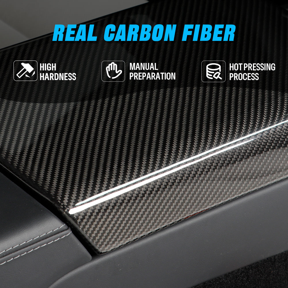Create Carbon Dry Carbon Fiber Center Console Armrest Cover for Tesla Model Y Juniper 2025+