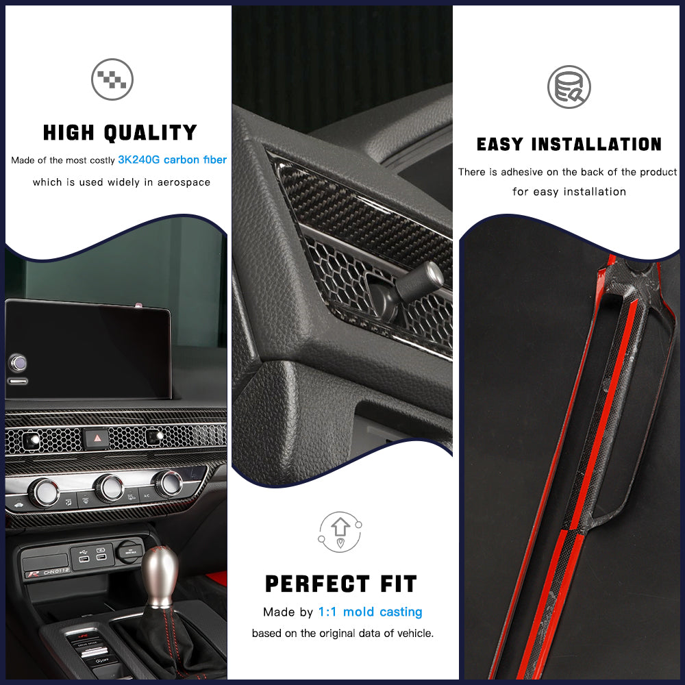 Create Carbon Dry Carbon Fiber Dashboard Air Vent Trim for Honda Civic 11th Gen & Type R FL5