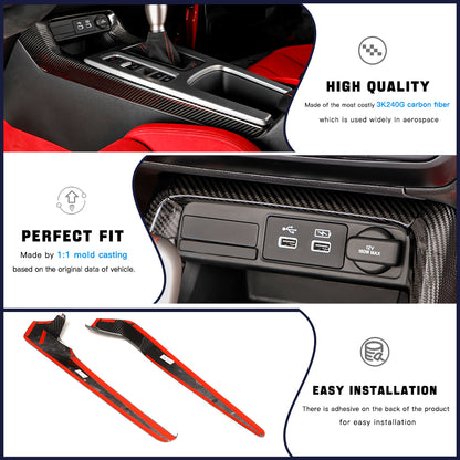 CREATE CARBON Dry Carbon Fiber Center Console Side Trim Covers 3-Piece Set for Honda Civic FL & Type R FL5