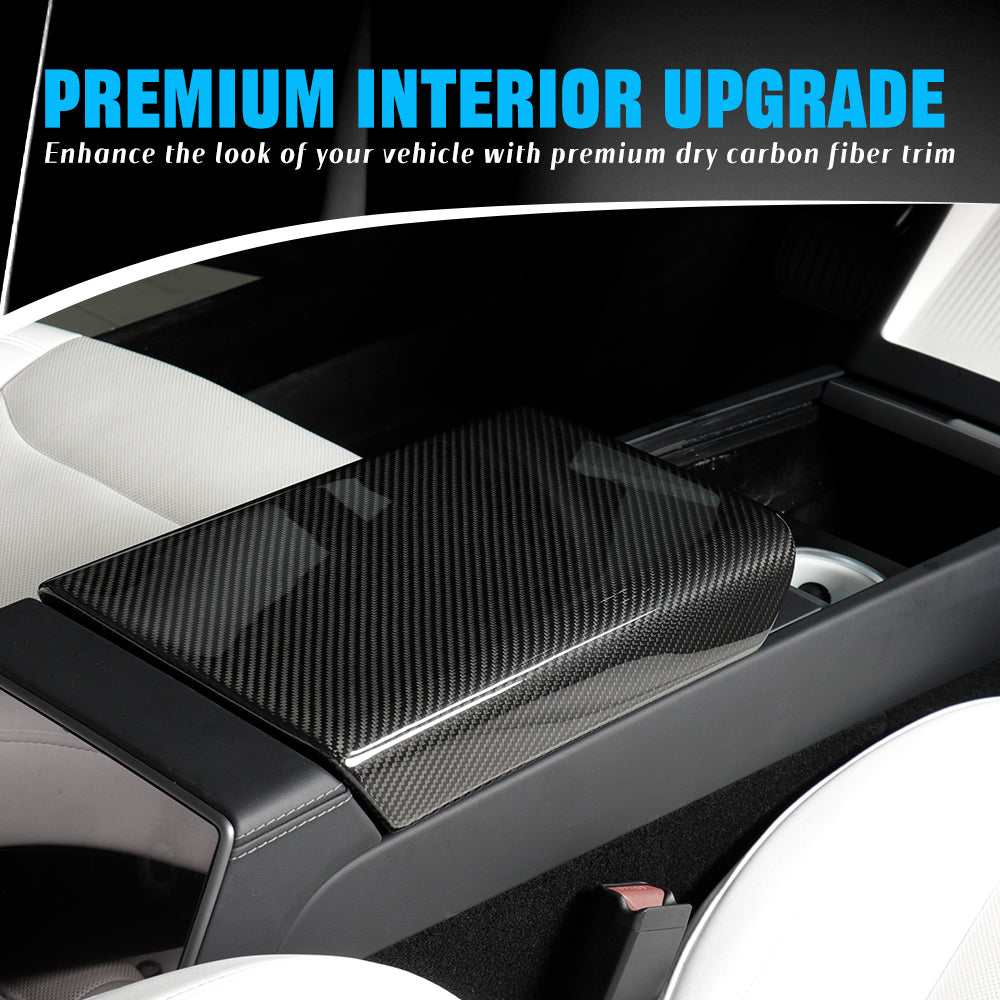 Create Carbon Dry Carbon Fiber Center Console Armrest Cover for Tesla Model Y Juniper 2025+