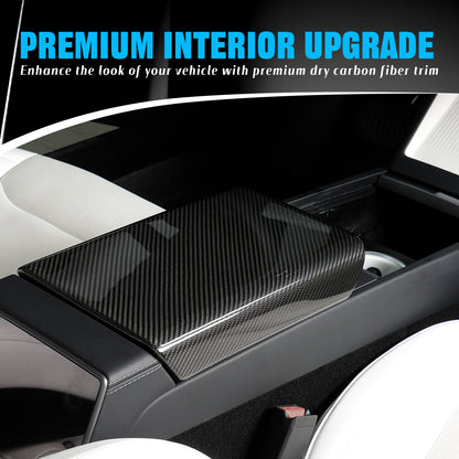 Create Carbon Dry Carbon Fiber Center Console Armrest Cover for Tesla Model Y Juniper 2025+