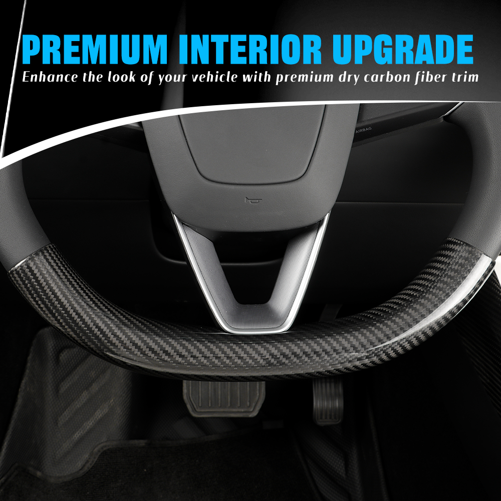 Create Carbon Dry Carbon Fiber Steering Wheel Cover Set (2PCS) for Tesla Model 3 Highland & Model Y Juniper