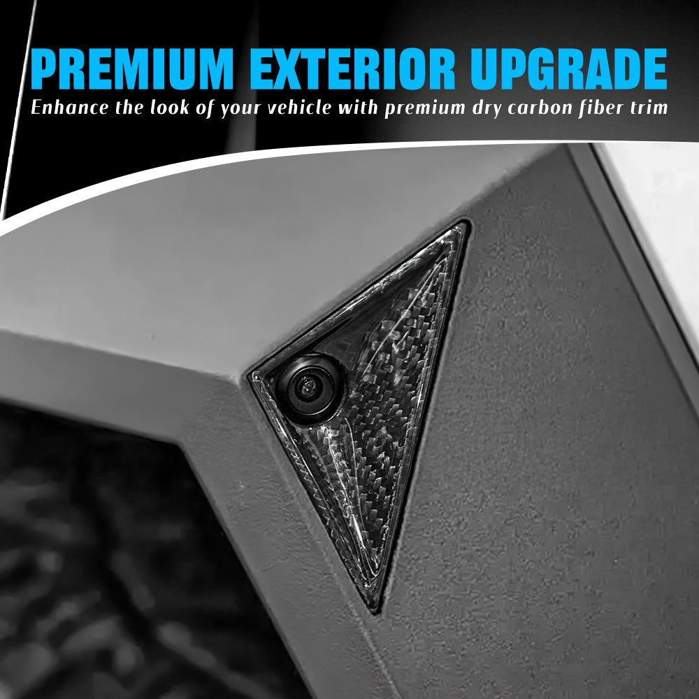 Create Carbon Dry Carbon Fiber Side Camera Covers for Tesla Cybertruck 2024-2026+