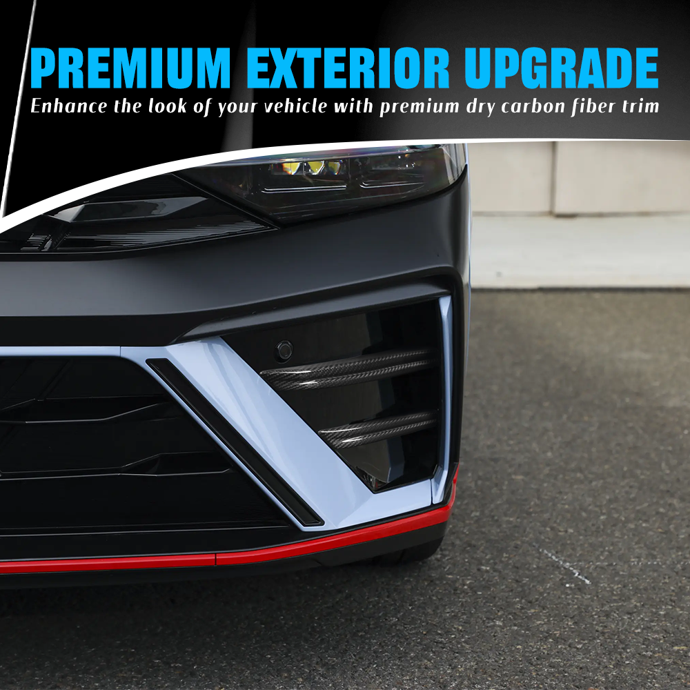 Create Carbon 4PCS Dry Carbon Fiber Fog Light Panel Cover for Hyundai Elantra N 2024–2026 Front Bumper Trim (LHD)