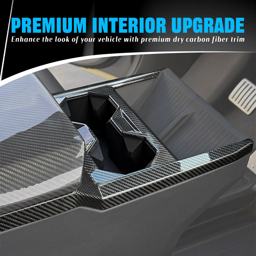 Create Carbon Dry Carbon Fiber Center Console Gear Shift Panel Cover for Tesla Cybertruck 2024-2026+