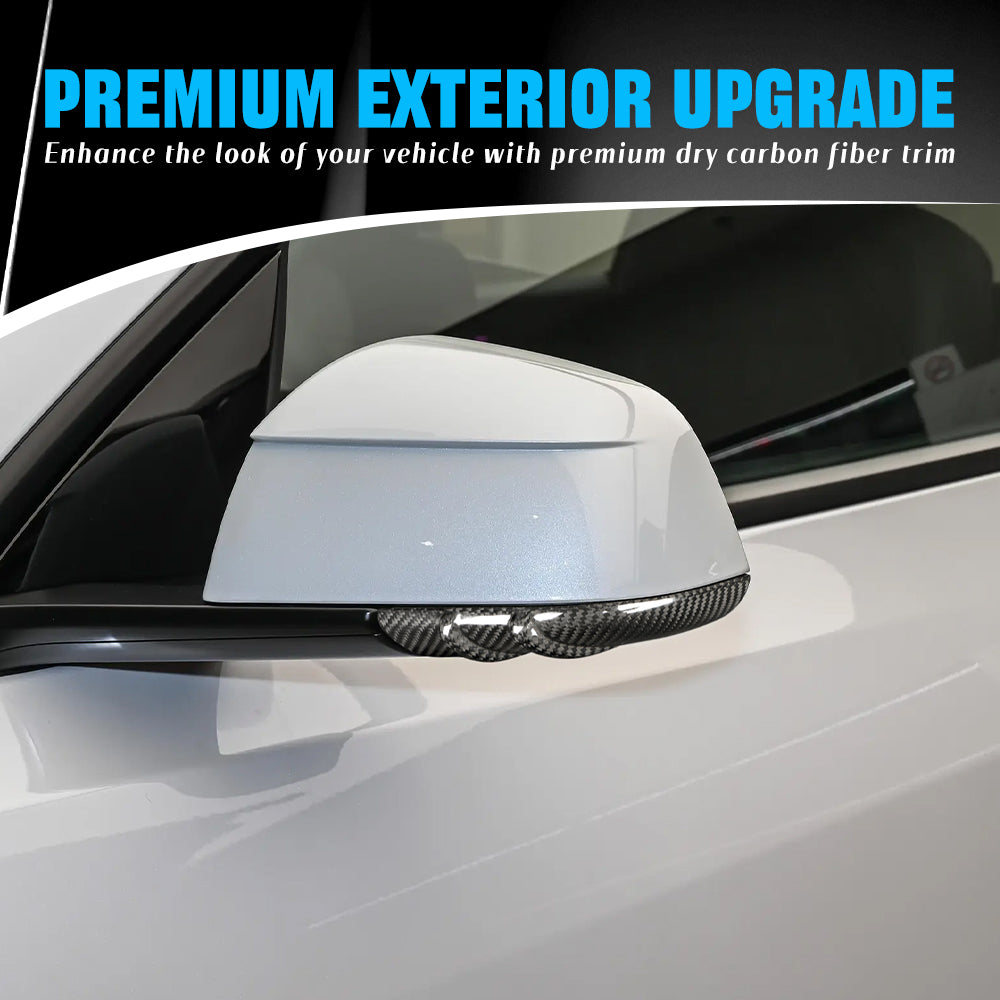 Create Carbon Premium Dry Carbon Fiber Side Mirror Strip Cover Set for Tesla Model Y Juniper 2025+