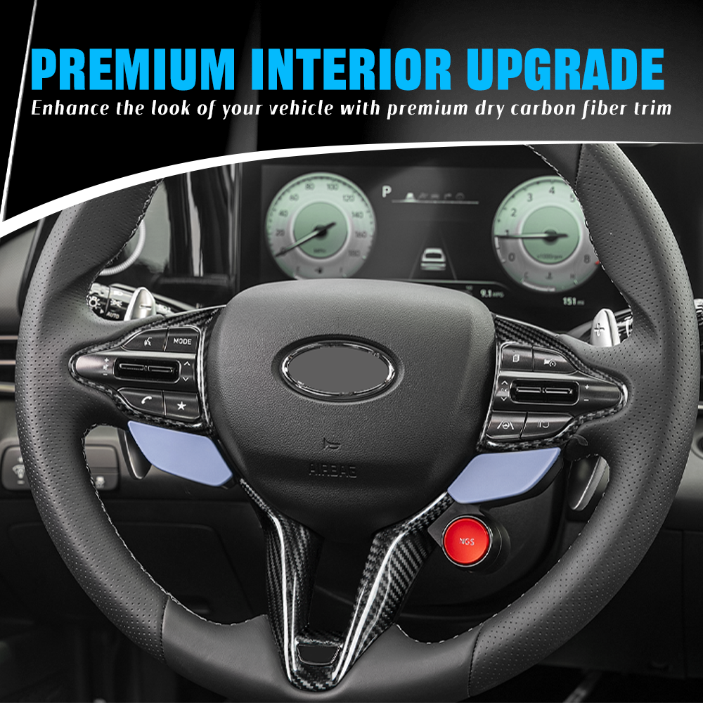 Create Carbon Dry Carbon Fiber Steering Wheel Panel Cover for Hyundai Elantra N 2022+
