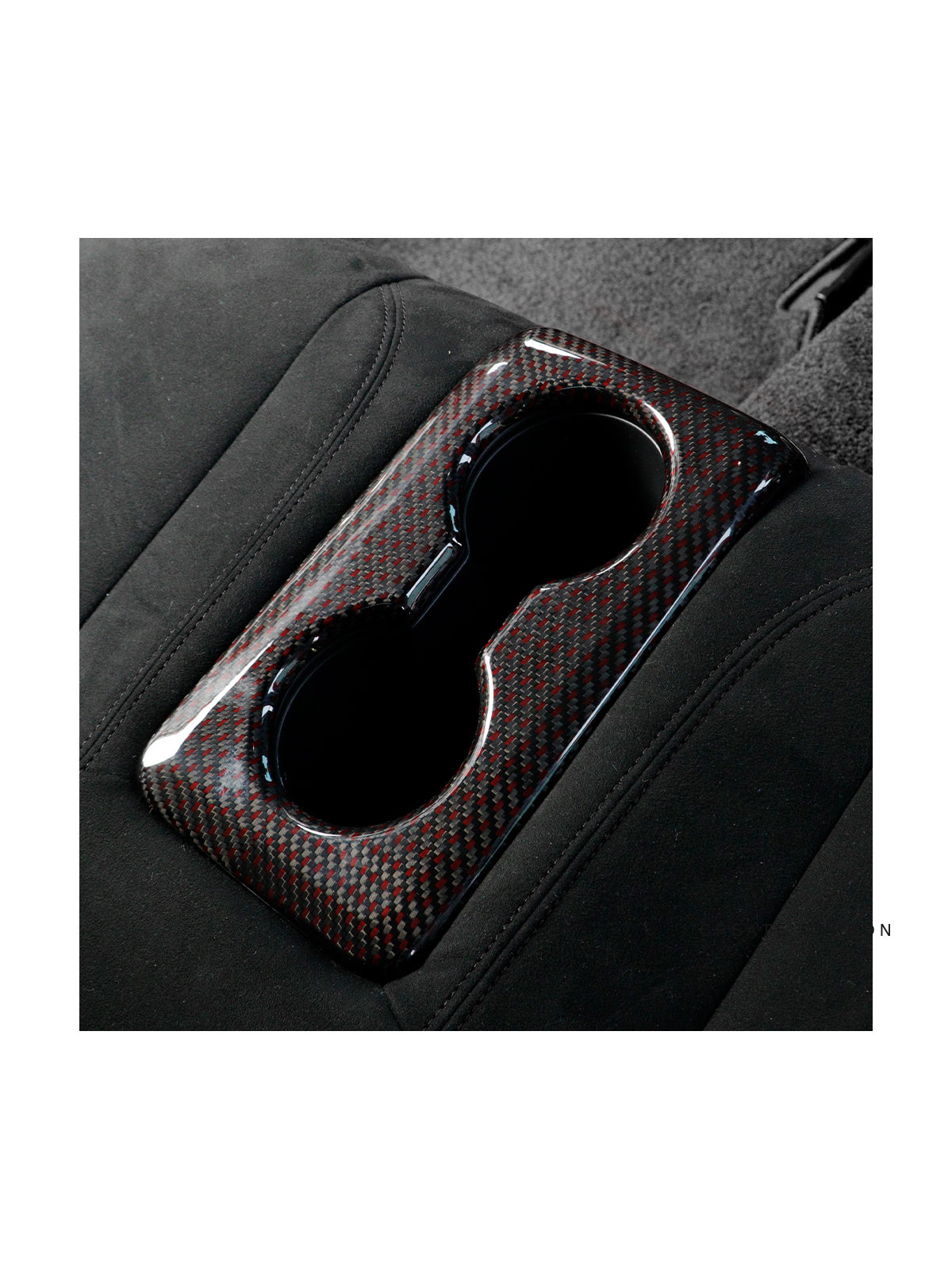 Dry carbon fiber rear cup holder cover for Acura Integra Type S DE5 – installed view