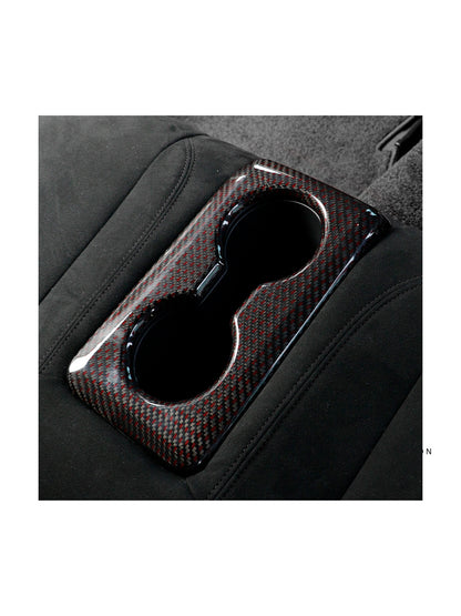 Dry carbon fiber rear cup holder cover for Acura Integra Type S DE5 – installed view