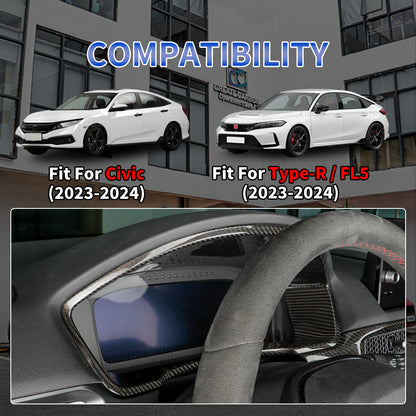 Create Carbon Dry Carbon Fiber Gauge Cluster Trim Cover for Honda Civic 11th Gen & Type R FL5
