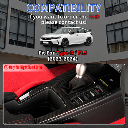 CREATE CARBON Dry Carbon Fiber Center Console Gear Shift Panel Cover for Honda Civic FL & Civic Type R FL5 RHD