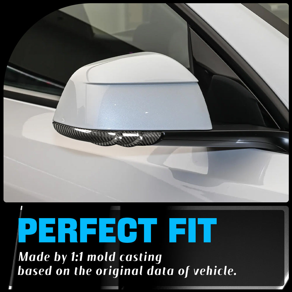 Create Carbon Premium Dry Carbon Fiber Side Mirror Strip Cover Set for Tesla Model Y Juniper 2025+