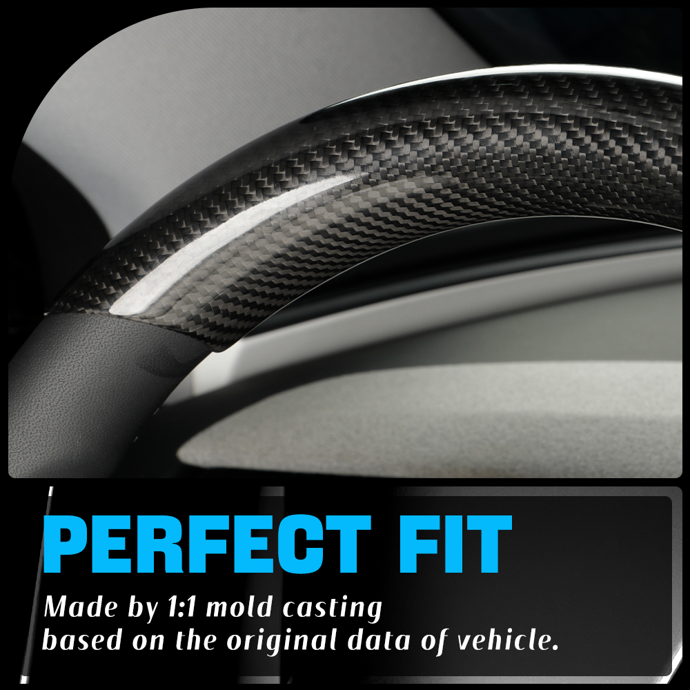 Create Carbon Dry Carbon Fiber Steering Wheel Cover Set (2PCS) for Tesla Model 3 Highland & Model Y Juniper