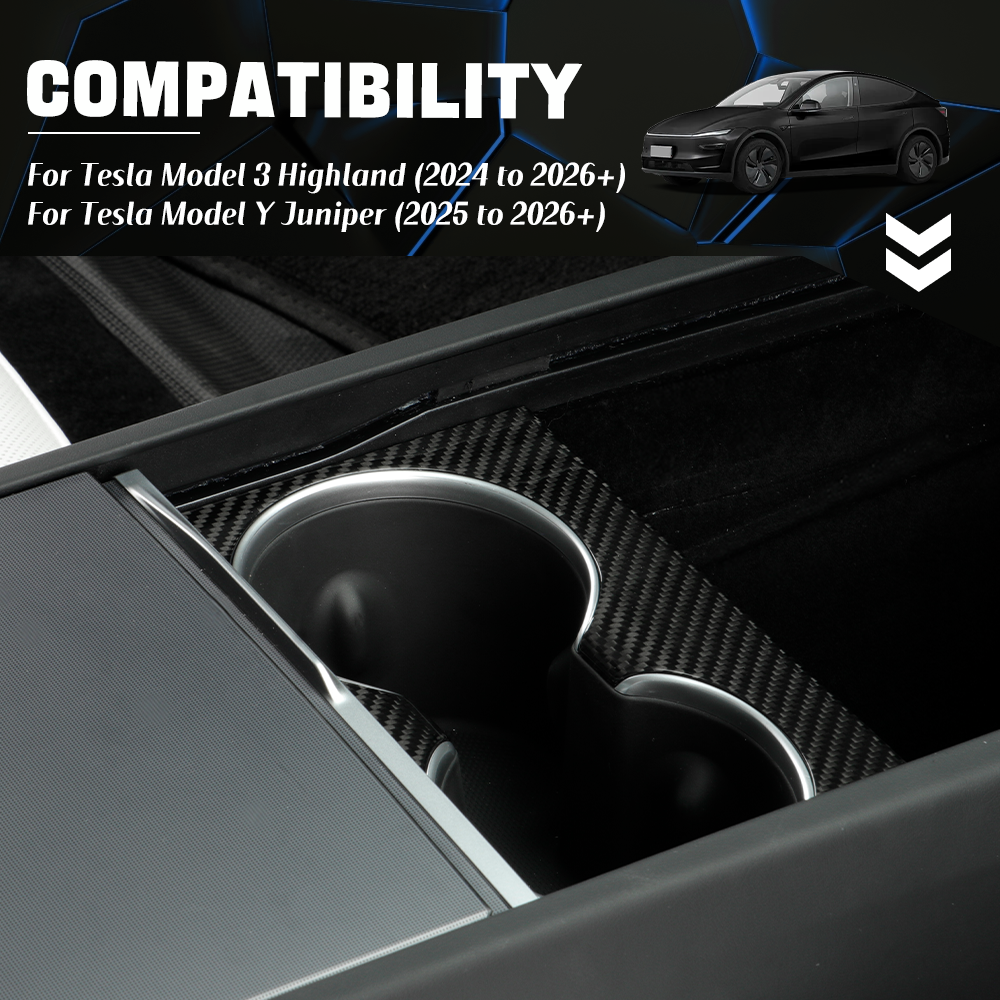 Create Carbon Dry Carbon Fiber Cup Holder Slot Cover for Tesla Model Y Juniper 2025-2026+