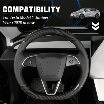 Create Carbon Dry Carbon Fiber Steering Wheel Cover Set (2PCS) for Tesla Model 3 Highland & Model Y Juniper