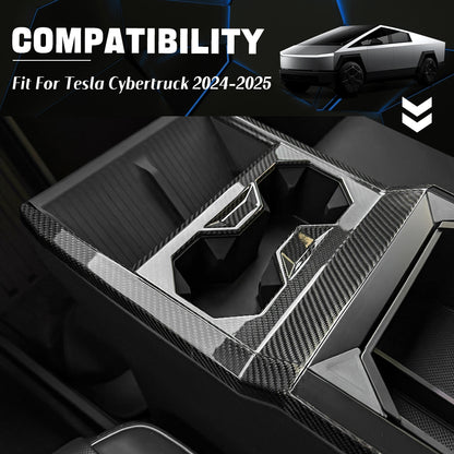 Create Carbon Dry Carbon Fiber Center Console Gear Shift Panel Cover for Tesla Cybertruck 2024-2026+