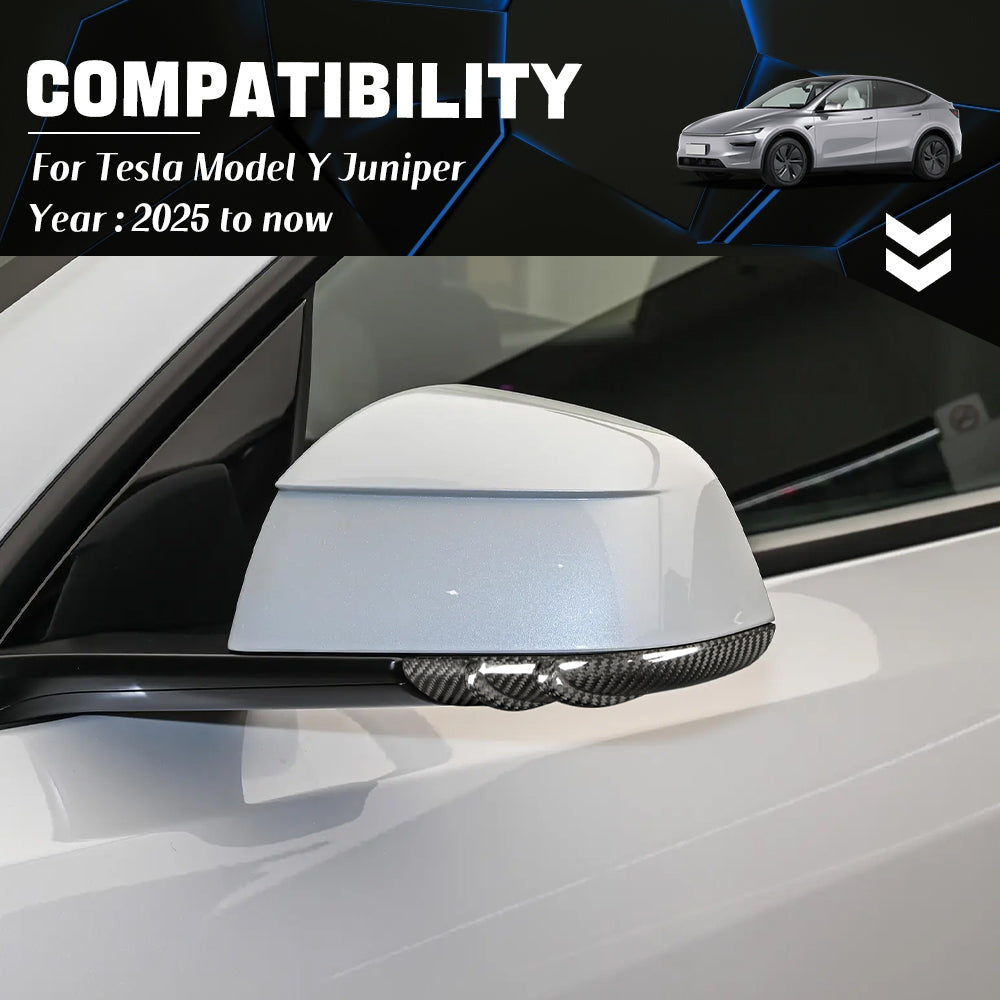 Create Carbon Premium Dry Carbon Fiber Side Mirror Strip Cover Set for Tesla Model Y Juniper 2025+