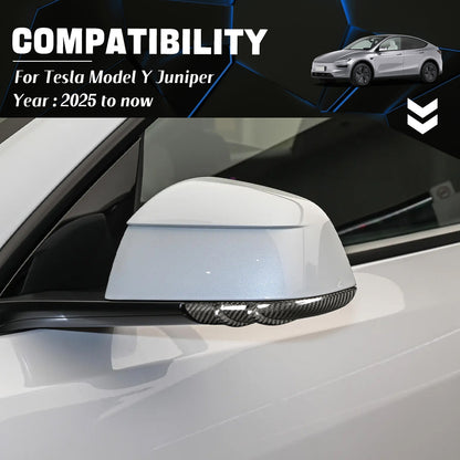 Create Carbon Premium Dry Carbon Fiber Side Mirror Strip Cover Set for Tesla Model Y Juniper 2025+