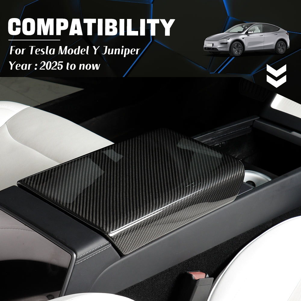 Create Carbon Dry Carbon Fiber Center Console Armrest Cover for Tesla Model Y Juniper 2025+