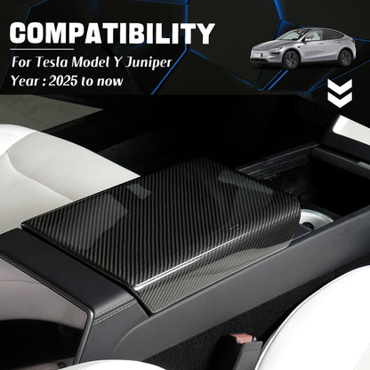 Create Carbon Dry Carbon Fiber Center Console Armrest Cover for Tesla Model Y Juniper 2025+