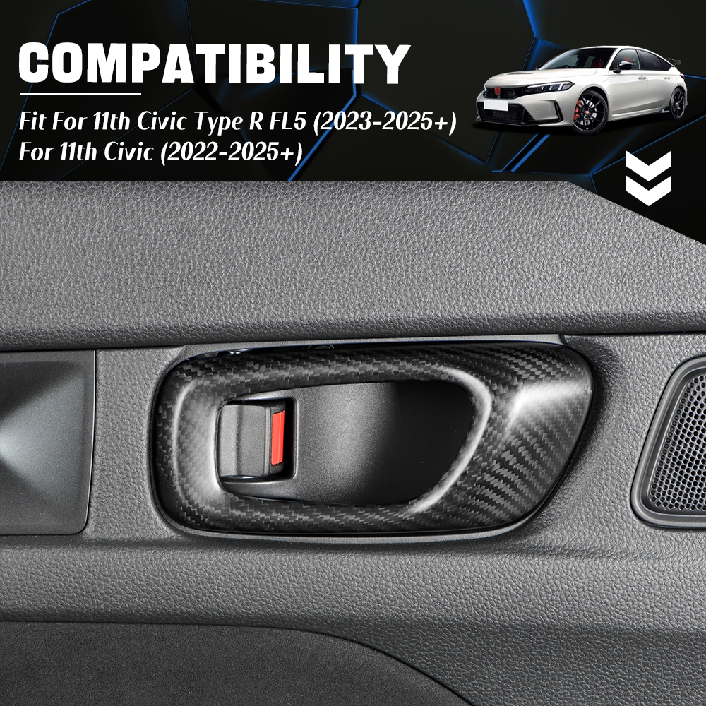 Create Carbon 4pcs Dry Carbon Fiber Inner Door Handle Cover For Honda Civic Typer FL5 2023+