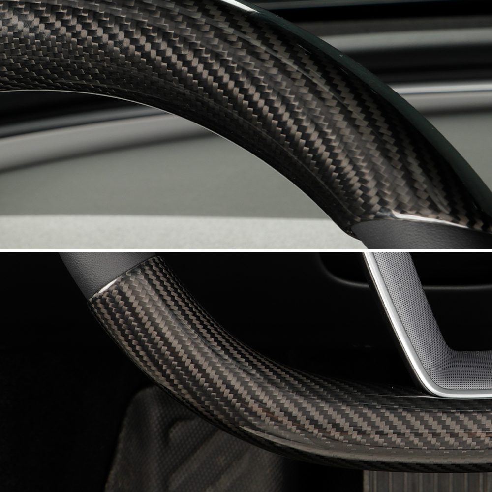 Create Carbon Dry Carbon Fiber Steering Wheel Cover Set (2PCS) for Tesla Model 3 Highland & Model Y Juniper