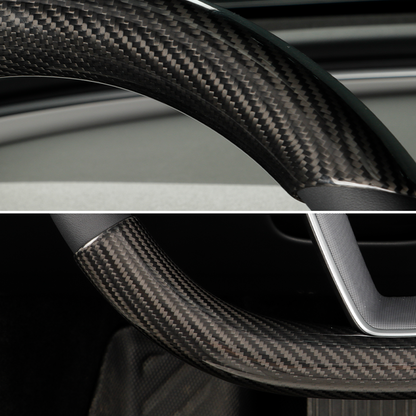 Create Carbon Dry Carbon Fiber Steering Wheel Cover Set (2PCS) for Tesla Model 3 Highland & Model Y Juniper