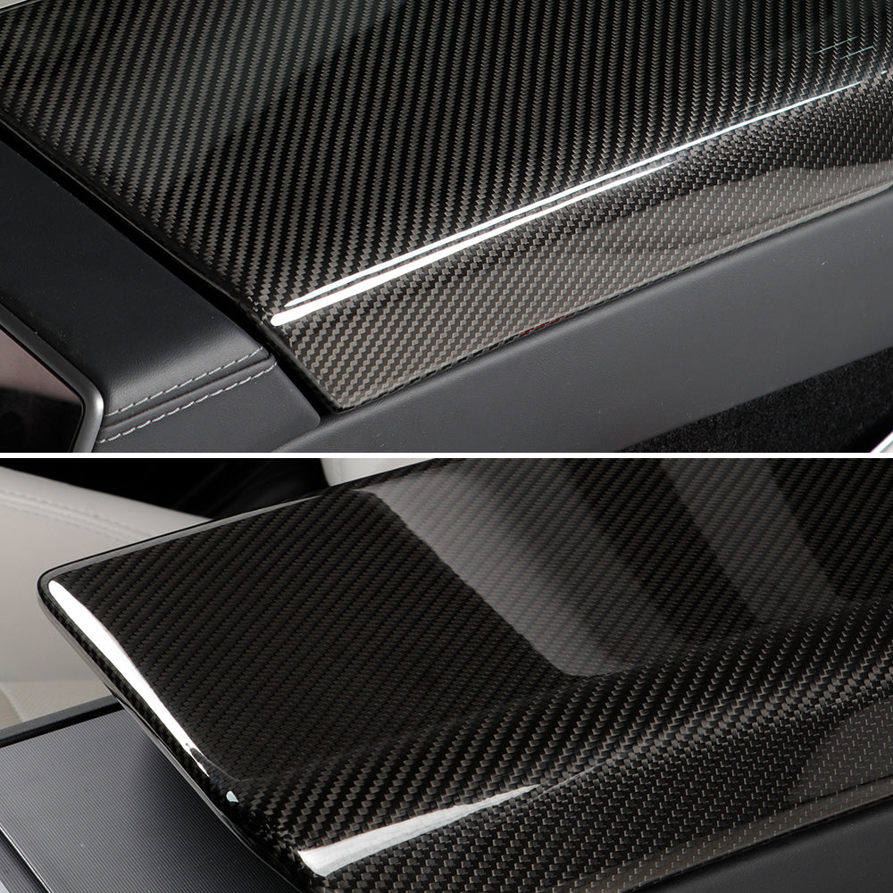 Create Carbon Dry Carbon Fiber Center Console Armrest Cover for Tesla Model Y Juniper 2025+