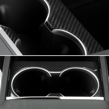 Create Carbon Dry Carbon Fiber Cup Holder Slot Cover for Tesla Model Y Juniper 2025-2026+