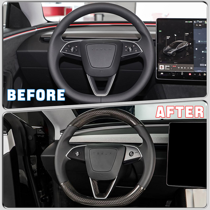 Create Carbon Dry Carbon Fiber Steering Wheel Cover Set (2PCS) for Tesla Model 3 Highland & Model Y Juniper