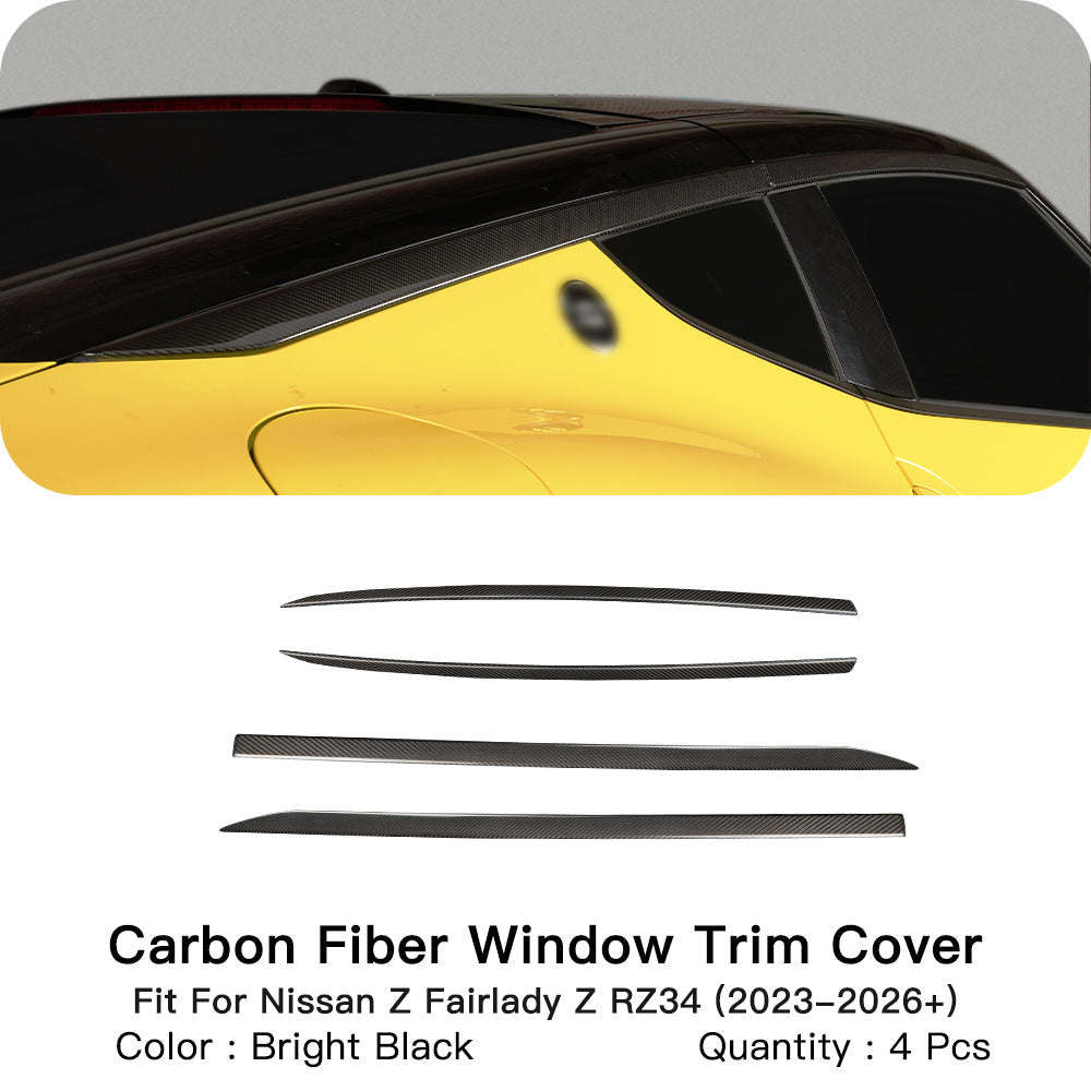 Create Carbon Dry Carbon Fiber Window Molding Frame Trim Cover Set (4PCS) for Nissan Z 400Z RZ34 Fairlady Z 2023-2026+