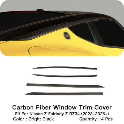 Create Carbon Dry Carbon Fiber Window Molding Frame Trim Cover Set (4PCS) for Nissan Z 400Z RZ34 Fairlady Z 2023-2026+