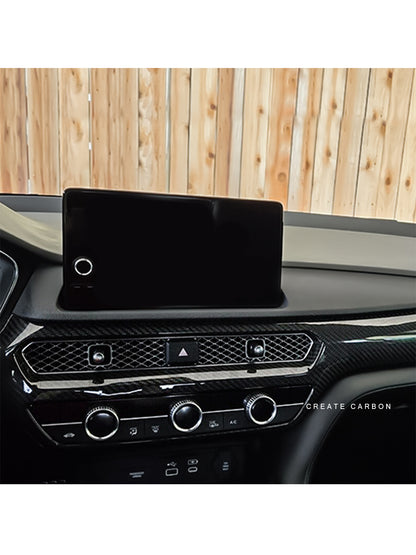 Acura Integra Type S dry carbon dashboard trim installed around center air vents