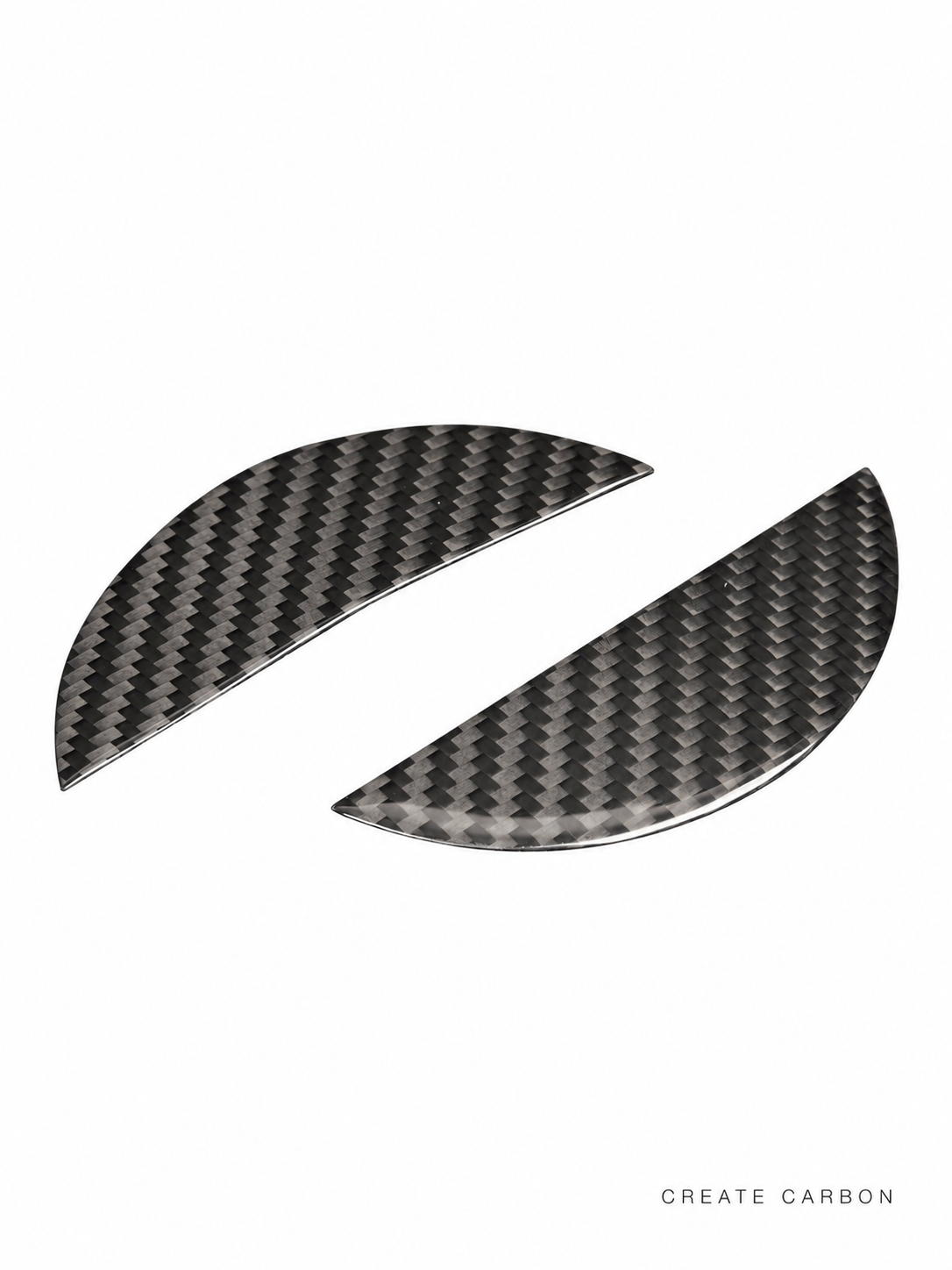 CREATE CARBON Nissan Z RZ34 dry carbon fiber emblem inserts, two-piece set on white