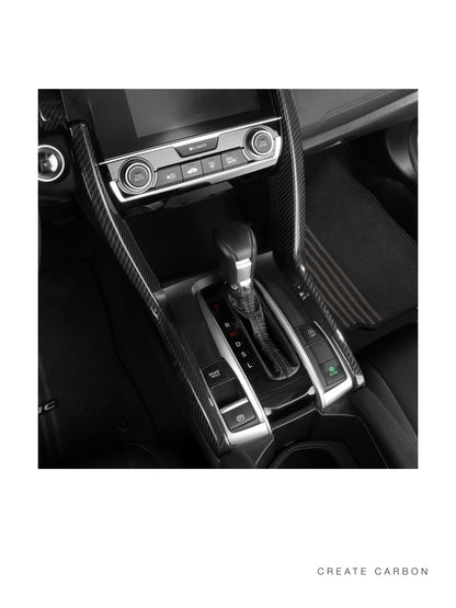 CREATECARBON dry carbon fiber center console side covers for 2017–2021 Honda Civic Type R FK8 – detail view 2