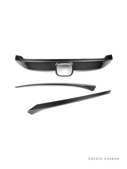 CREATECARBON dry carbon fiber front grille and eyebrow covers for 2017–2021 Honda Civic Type R FK8