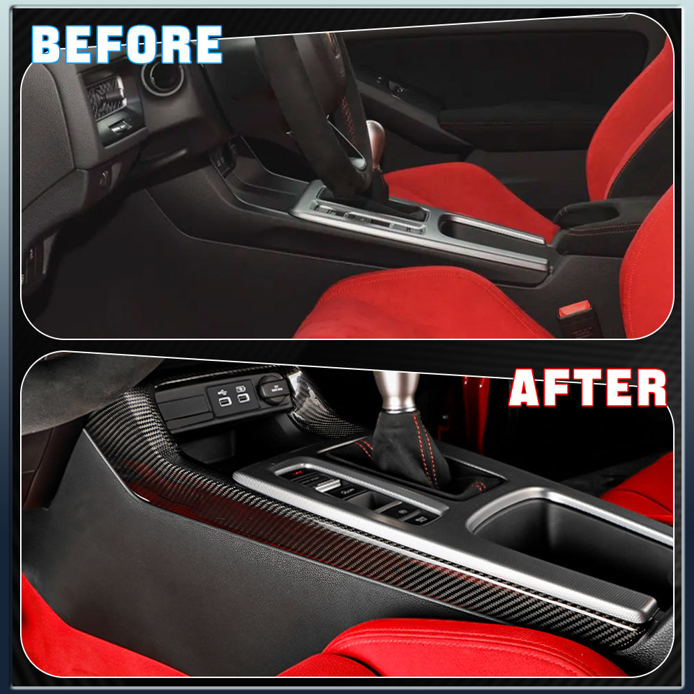 CREATE CARBON Dry Carbon Fiber Center Console Side Trim Covers 3-Piece Set for Honda Civic FL & Type R FL5