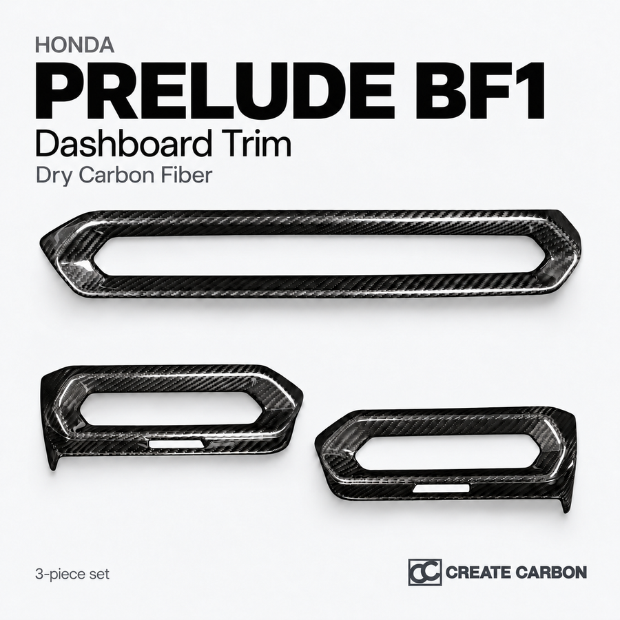 Honda Prelude BF1 Dashboard Trim Covers, 3-Piece Set (2026, LHD) | Dry Carbon
