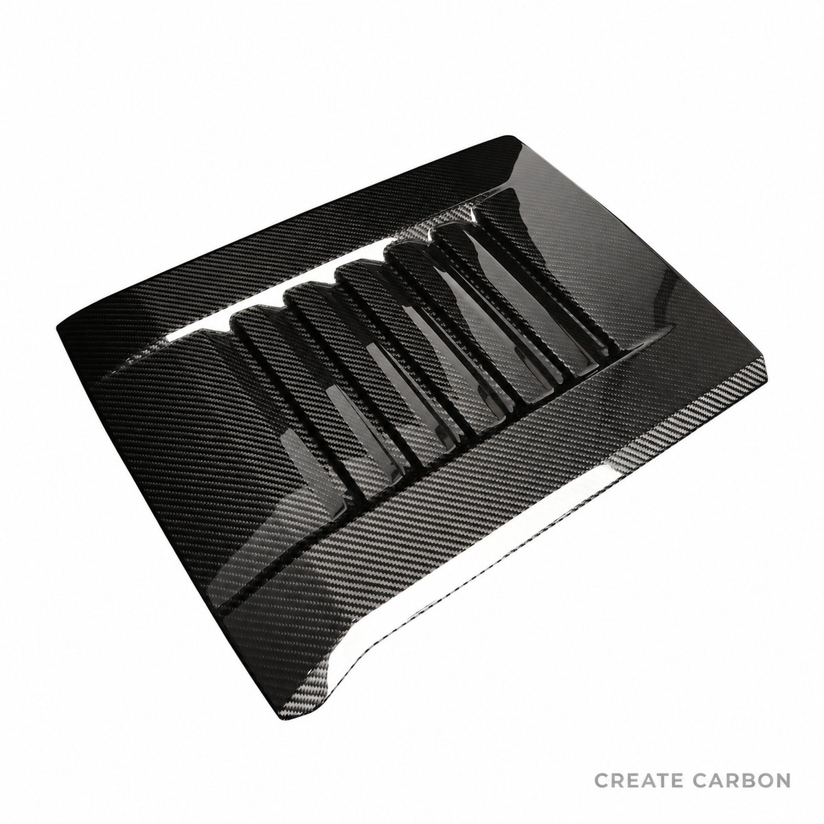 CREATE CARBON Toyota Tacoma dry carbon fiber hood vent — Glossy woven carbon finish